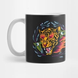 tiger on fire Mug